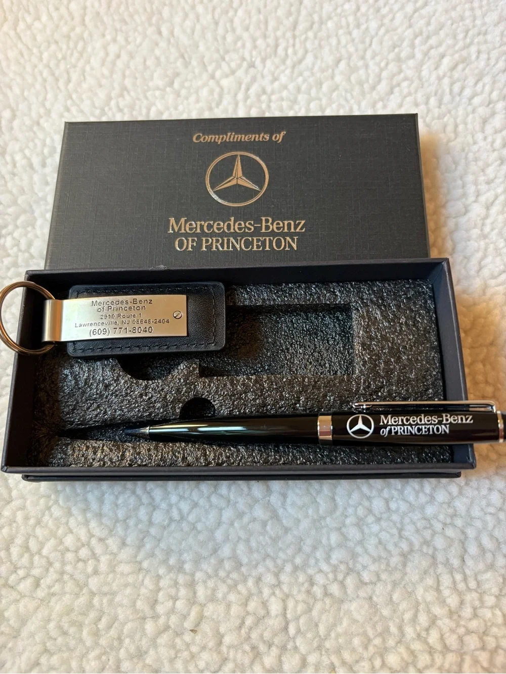 Mercedes Benz Black and Silver Keychain & Pen Gift Set